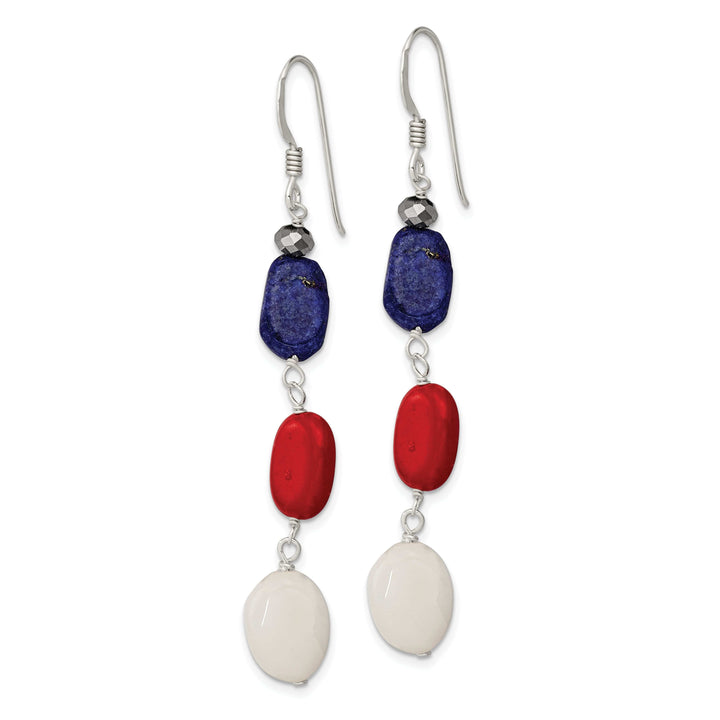 Lovely Rita's Earrings Silver Coral Crystal Jade Lapis Dangle Earrings
