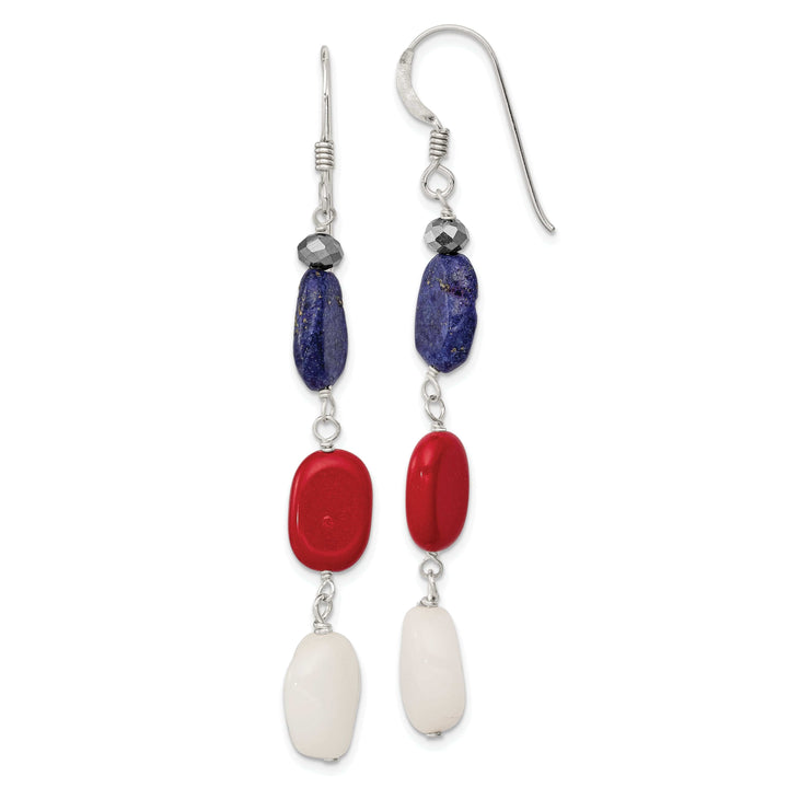 Lovely Rita's Earrings Silver Coral Crystal Jade Lapis Dangle Earrings