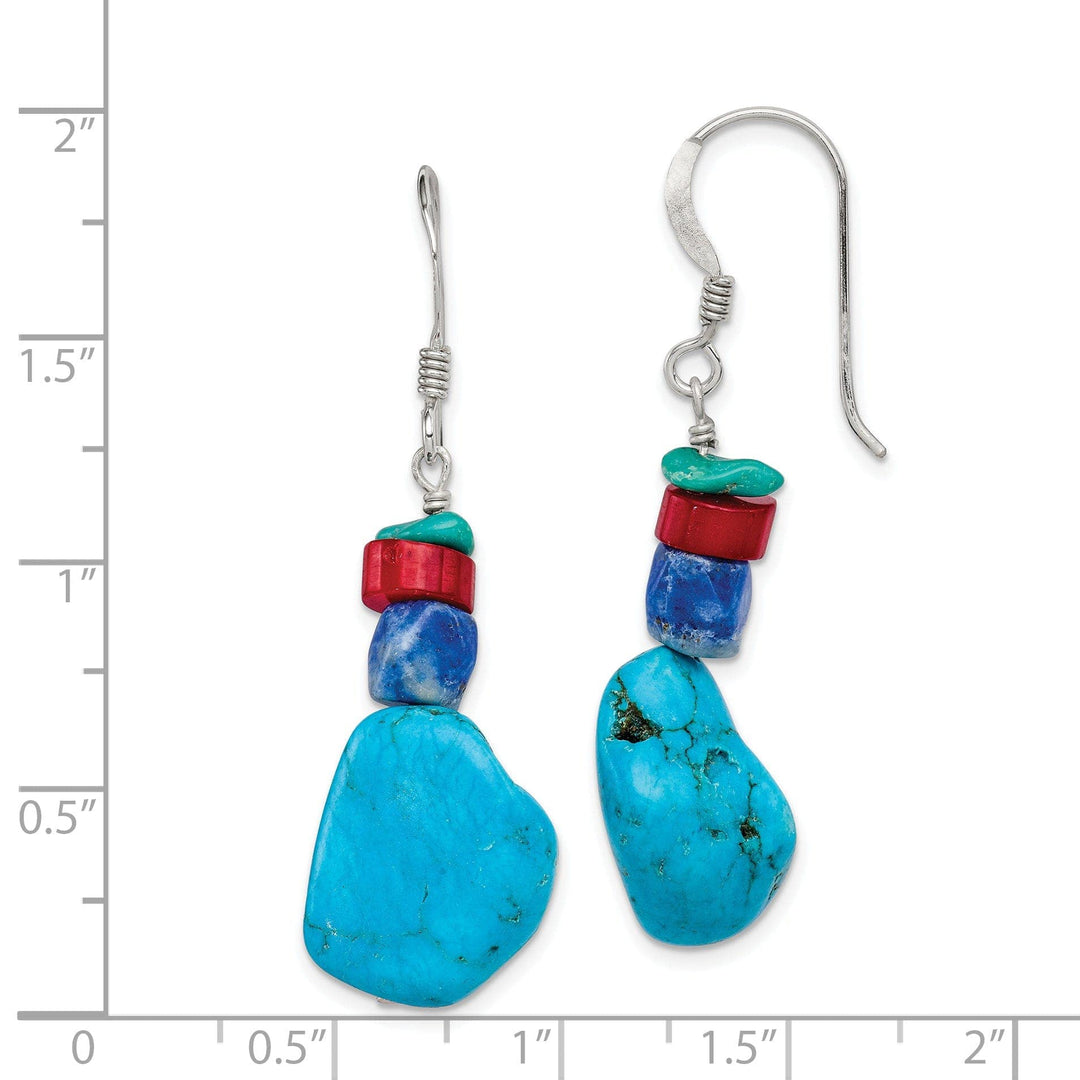 Lovely Rita's Earrings Silver Coral Howlite Lapis Turquoise Earrings