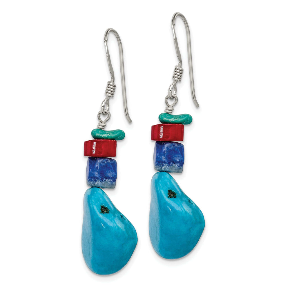 Lovely Rita's Earrings Silver Coral Howlite Lapis Turquoise Earrings