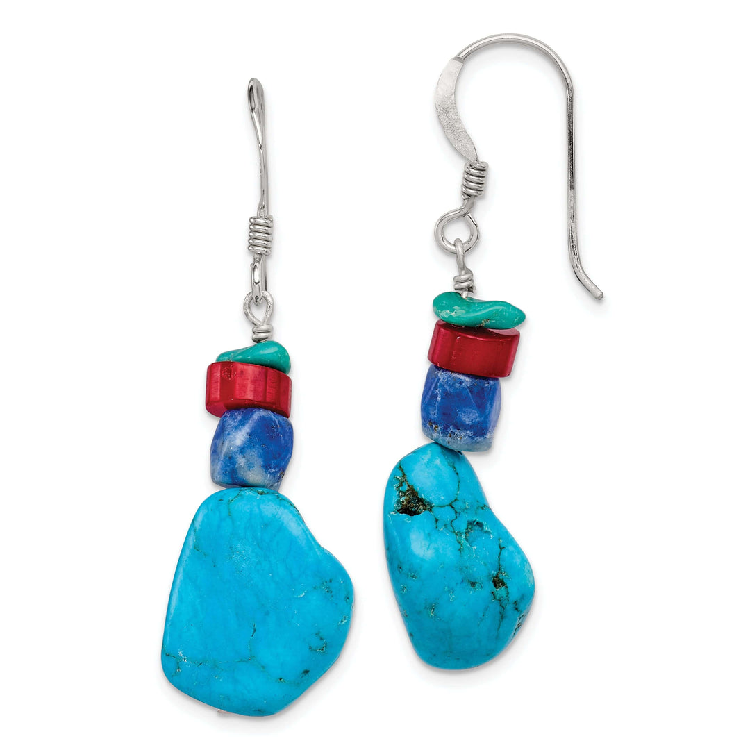 Lovely Rita's Earrings Silver Coral Howlite Lapis Turquoise Earrings