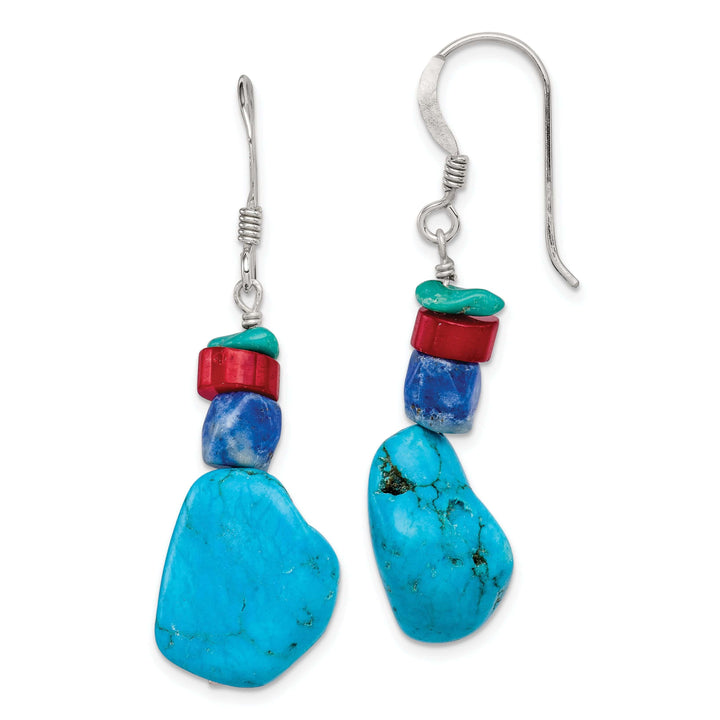 Lovely Rita's Earrings Silver Coral Howlite Lapis Turquoise Earrings