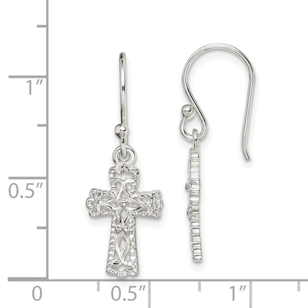 Lovely Rita's Earrings Silver Cross Fish Inset Dangle Earrings