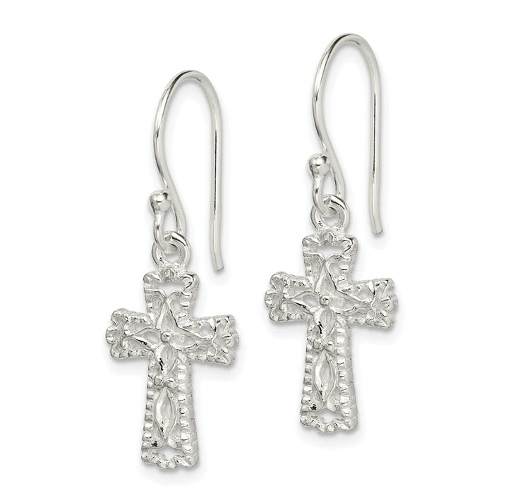 Lovely Rita's Earrings Silver Cross Fish Inset Dangle Earrings