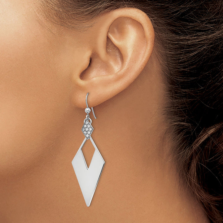 Lovely Rita's Earrings Silver Crystal Diamond Shape Dangle Earrings