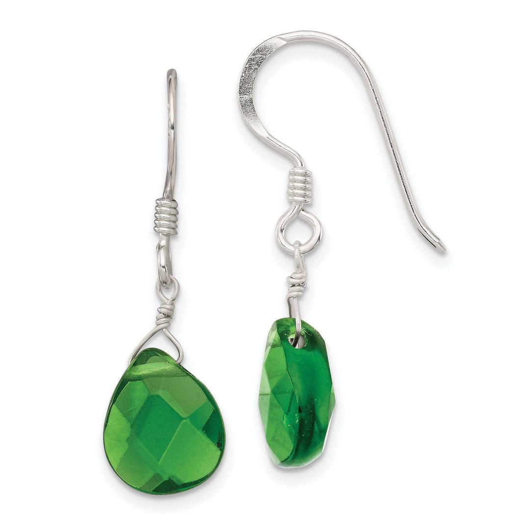 Lovely Rita's Earrings Silver Dark Green Crystal Dangle Earrings