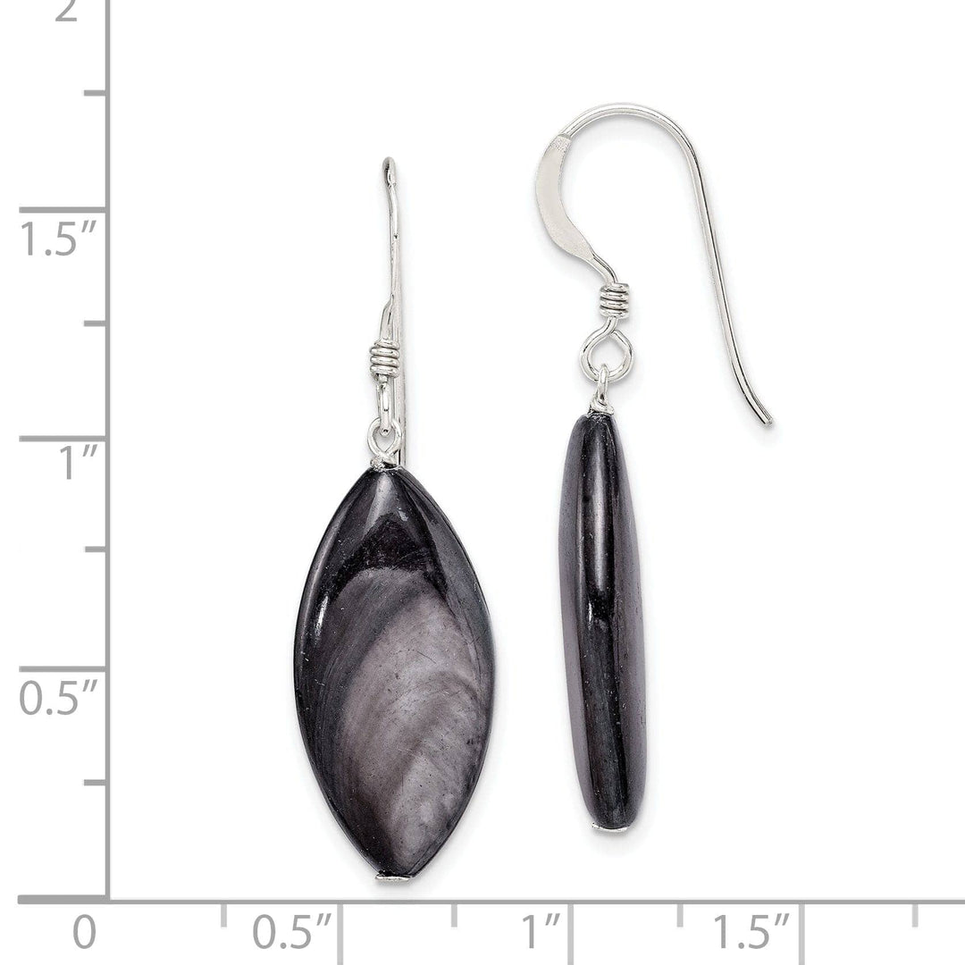 Lovely Rita's Earrings Silver Dark Grey Mother of Pearl Dangle Earring