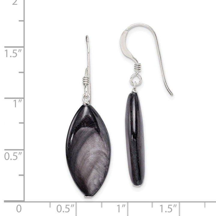 Lovely Rita's Earrings Silver Dark Grey Mother of Pearl Dangle Earring