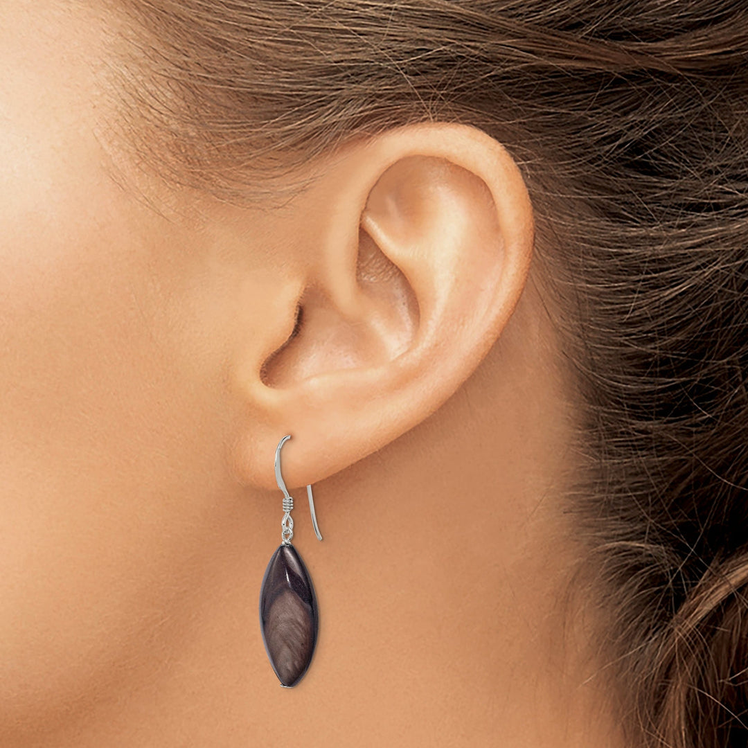 Lovely Rita's Earrings Silver Dark Grey Mother of Pearl Dangle Earring