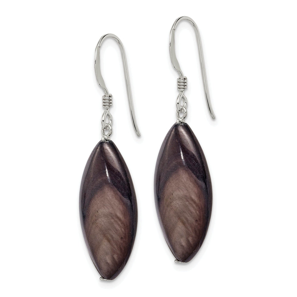 Lovely Rita's Earrings Silver Dark Grey Mother of Pearl Dangle Earring