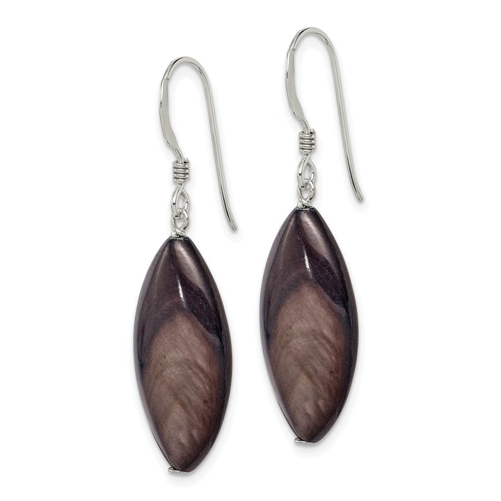 Lovely Rita's Earrings Silver Dark Grey Mother of Pearl Dangle Earring
