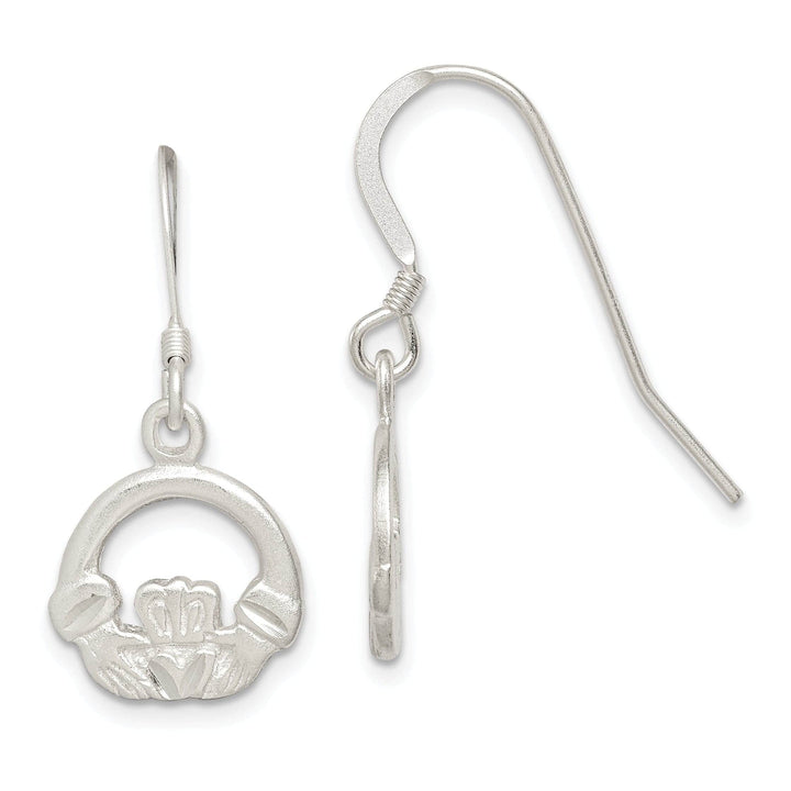 Lovely Rita's Earrings Silver Diamond Cut Claddagh Dangle Earrings