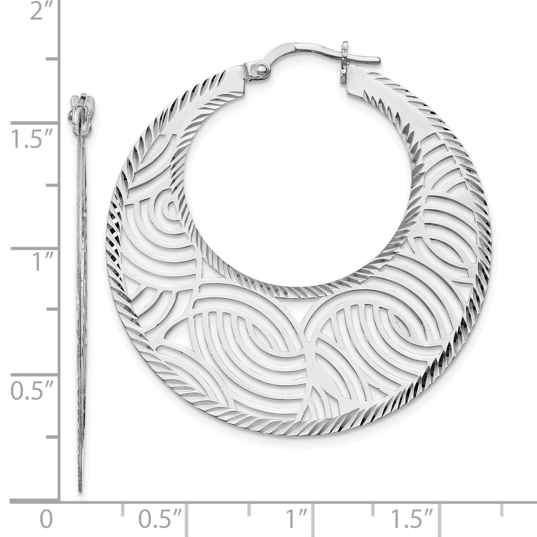 Lovely Rita's Earrings Silver Fancy Polished Cut out Large Hoop Earring