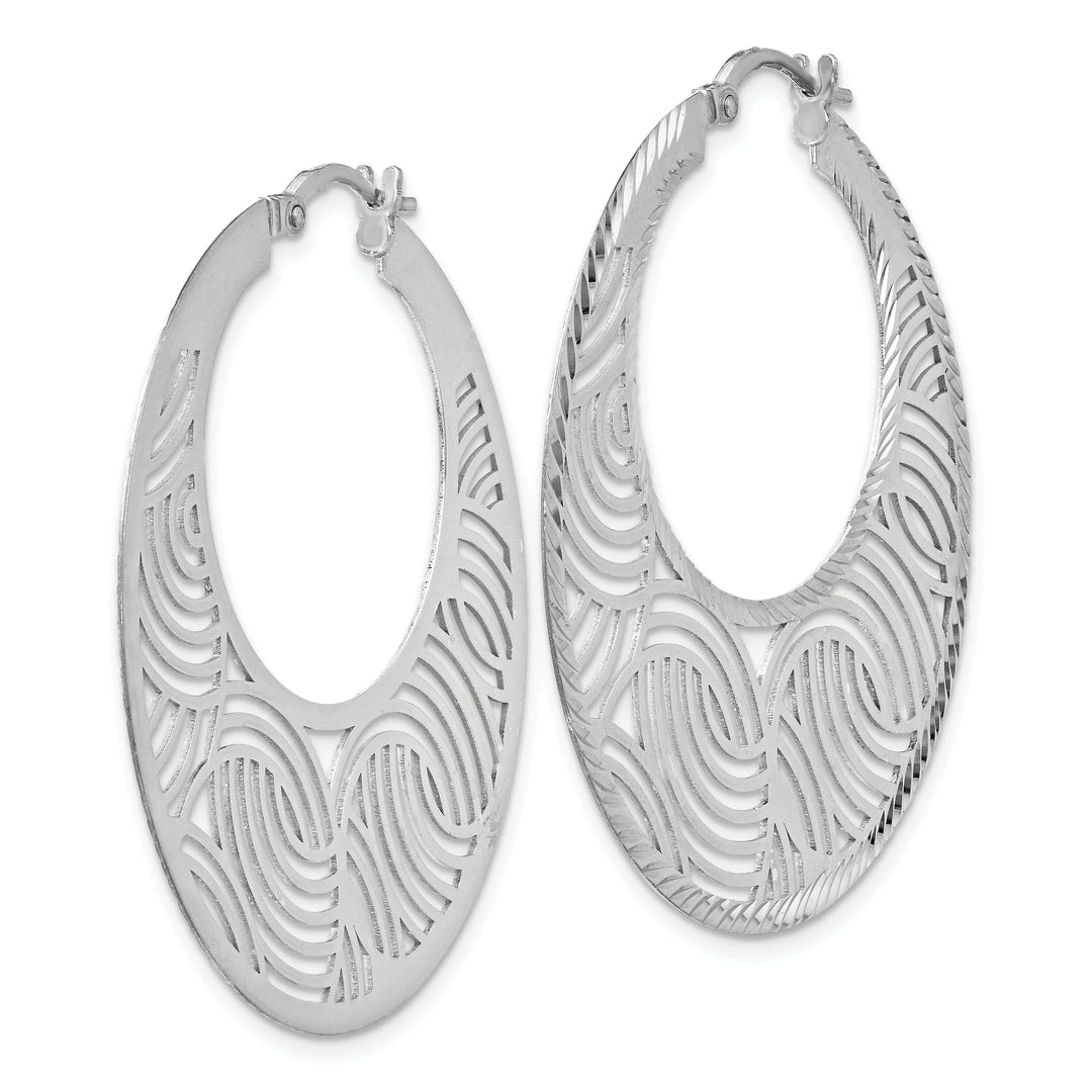 Lovely Rita's Earrings Silver Fancy Polished Cut out Large Hoop Earring
