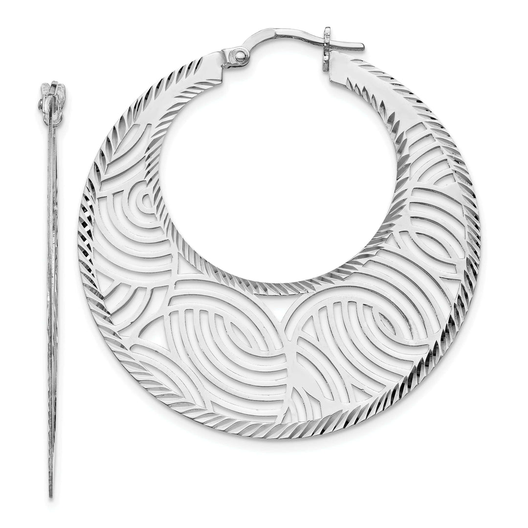 Lovely Rita's Earrings Silver Fancy Polished Cut out Large Hoop Earring