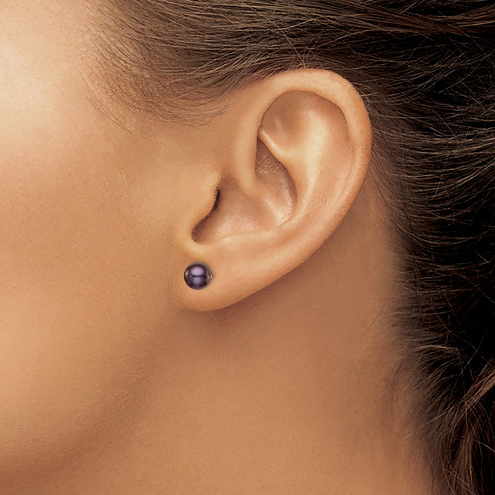 Lovely Rita's Earrings Silver Fresh Water Button Pearl Black Earrings