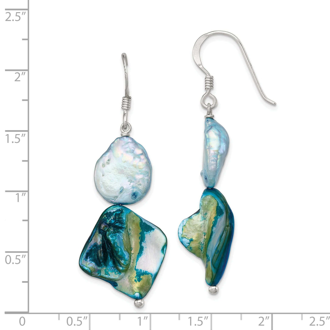 Lovely Rita's Earrings Silver Freshwater Blue Mother of Pearl Earrings