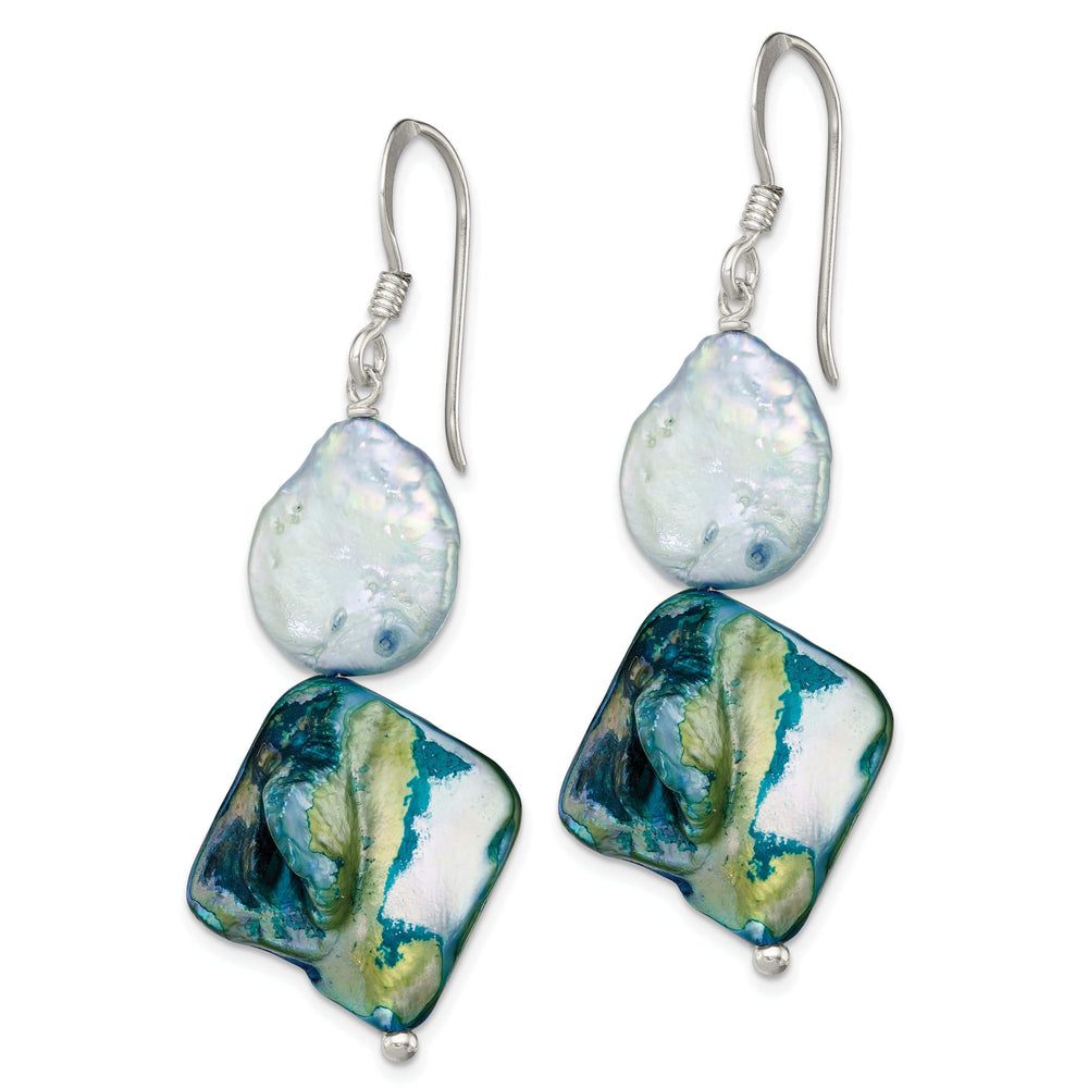 Lovely Rita's Earrings Silver Freshwater Blue Mother of Pearl Earrings