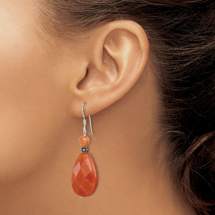 Lovely Rita's Earrings Silver Genuine Carnelian Dangle Earrings