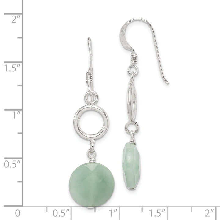 Lovely Rita's Earrings Silver Genuine Green Jade Dangle Earrings