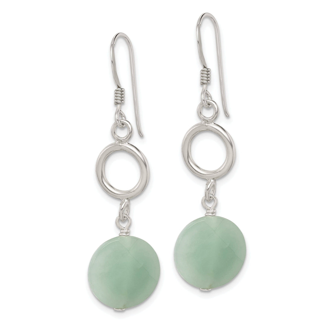 Lovely Rita's Earrings Silver Genuine Green Jade Dangle Earrings