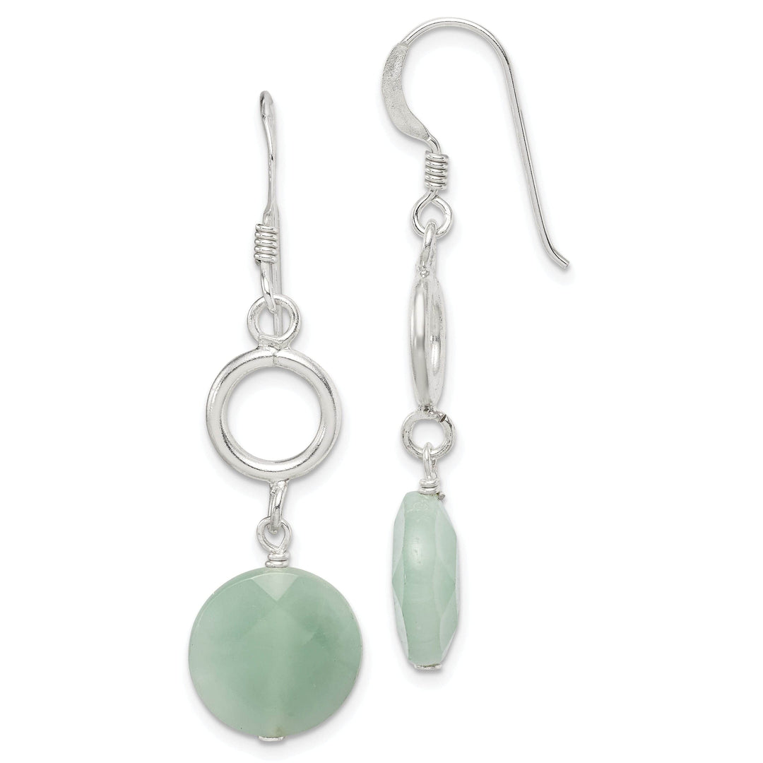 Lovely Rita's Earrings Silver Genuine Green Jade Dangle Earrings