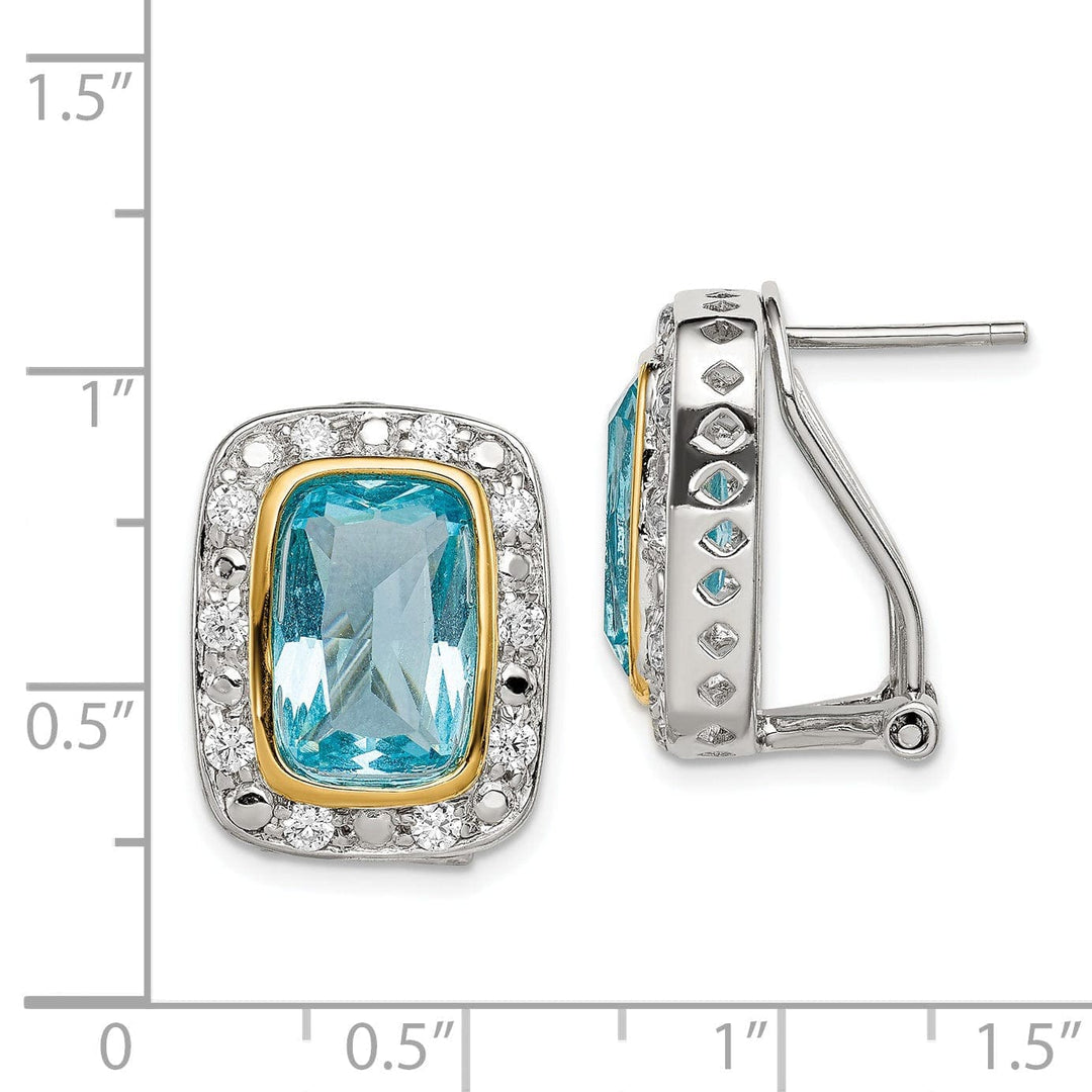 Lovely Rita's Earrings Silver Gold Blue Clear C.Z Omega Clip Earrings