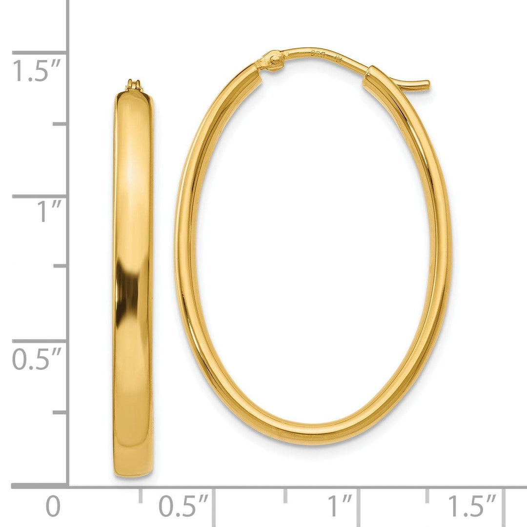 Lovely Rita's Earrings Silver Gold-plated Polished Oval Hoop Earrings