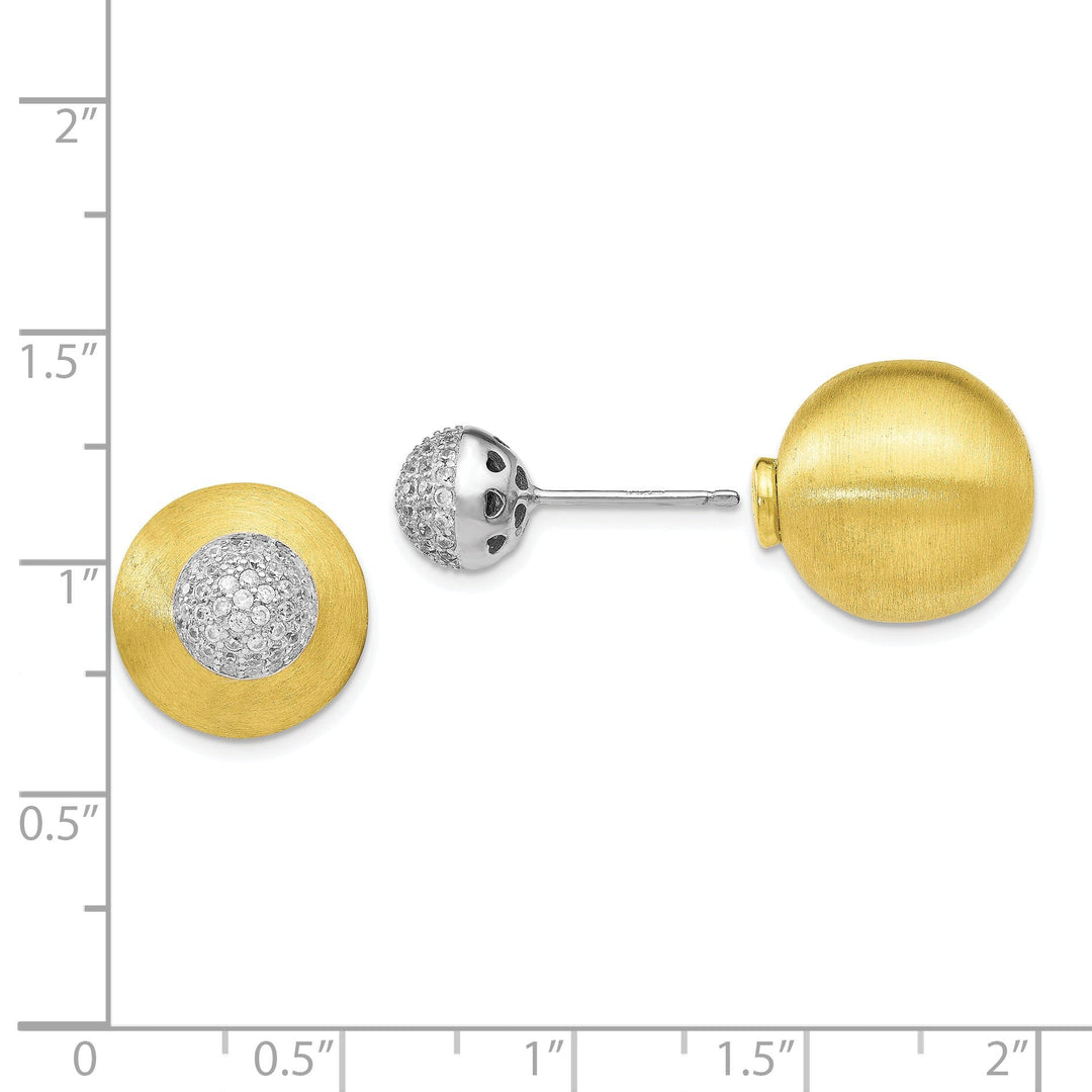 Lovely Rita's Earrings Silver Gold-tone C.Z Front Back Earrings