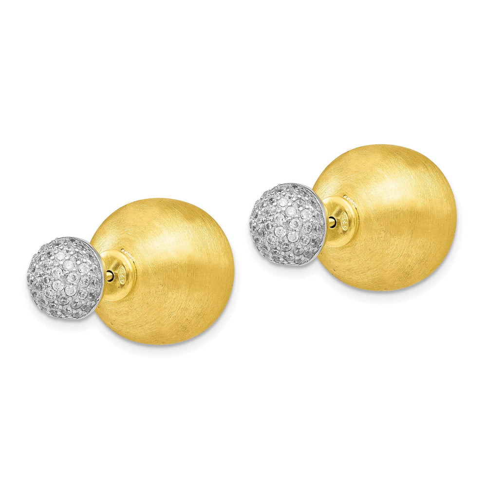 Lovely Rita's Earrings Silver Gold-tone C.Z Front Back Earrings