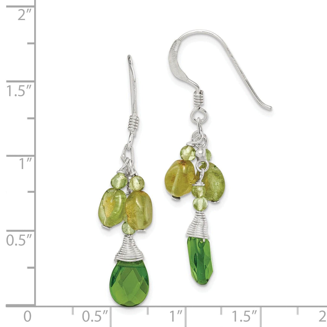 Lovely Rita's Earrings Silver Green Crystal Peridot Drop Earrings