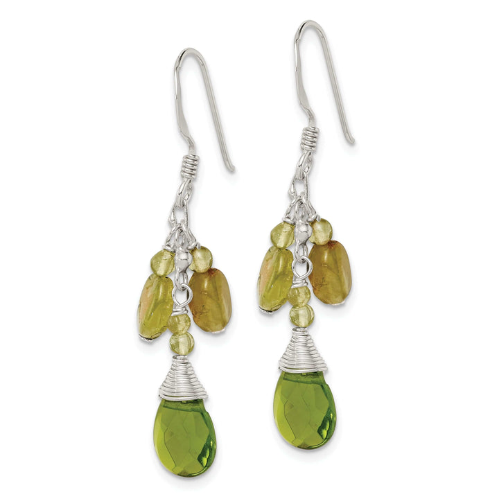 Lovely Rita's Earrings Silver Green Crystal Peridot Drop Earrings