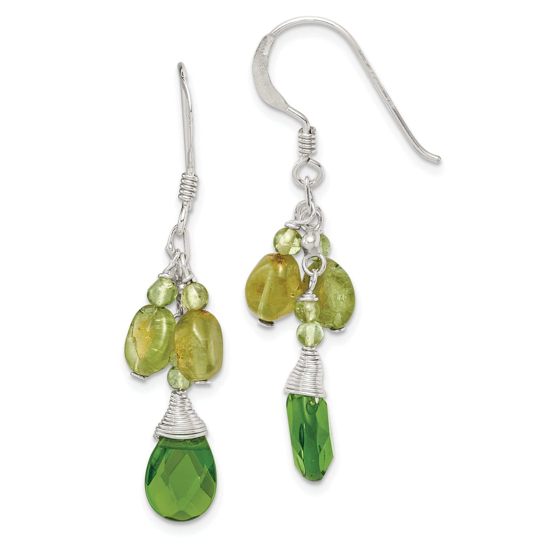 Lovely Rita's Earrings Silver Green Crystal Peridot Drop Earrings
