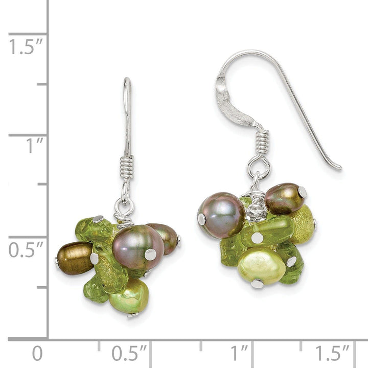Lovely Rita's Earrings Silver Green Pearl Peridot Dangle Earrings