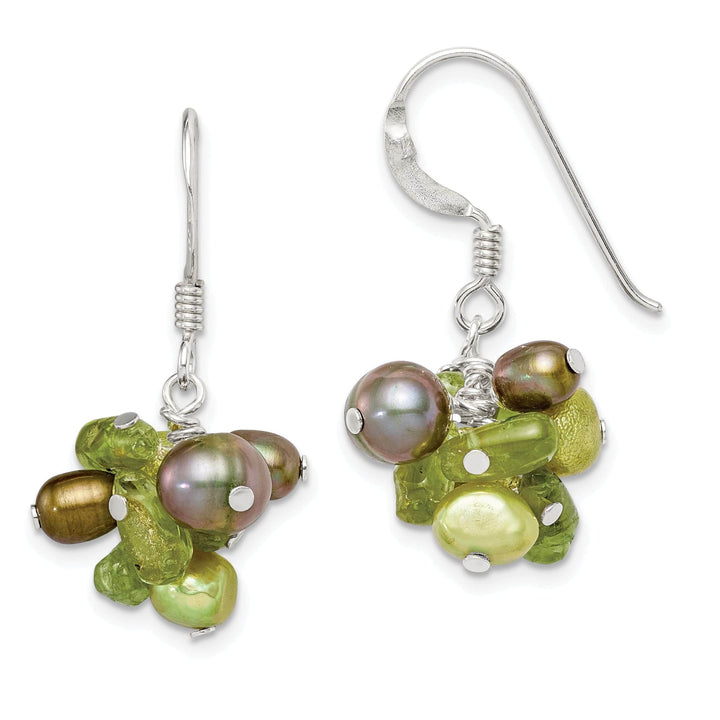 Lovely Rita's Earrings Silver Green Pearl Peridot Dangle Earrings