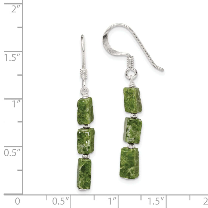 Lovely Rita's Earrings Silver Green Russian Serpentine Stone Earrings
