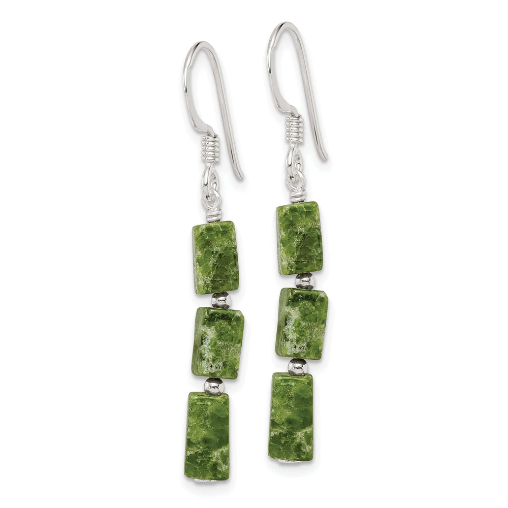 Lovely Rita's Earrings Silver Green Russian Serpentine Stone Earrings
