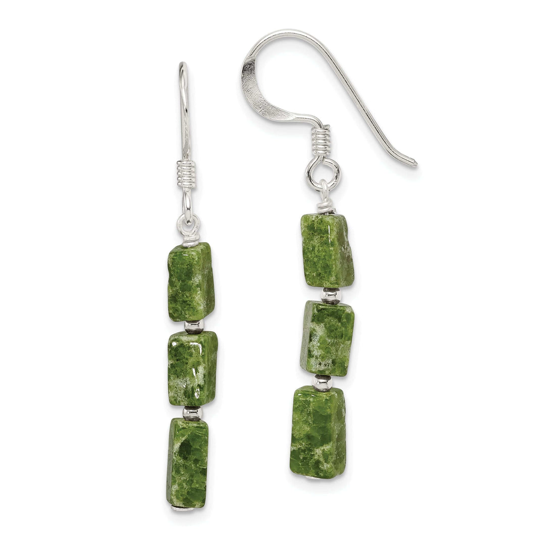 Lovely Rita's Earrings Silver Green Russian Serpentine Stone Earrings