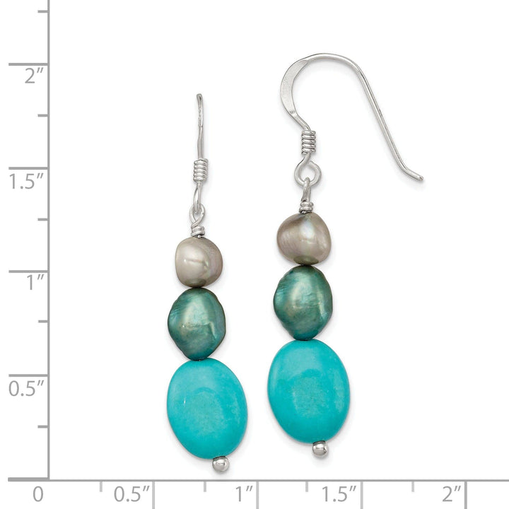 Lovely Rita's Earrings Silver Green Turquoise Green Pearl Earrings