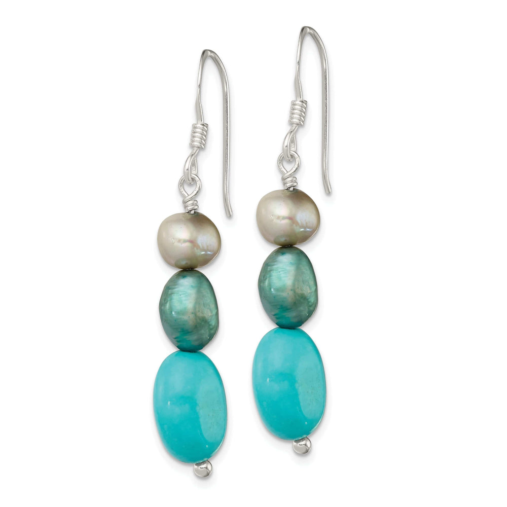 Lovely Rita's Earrings Silver Green Turquoise Green Pearl Earrings