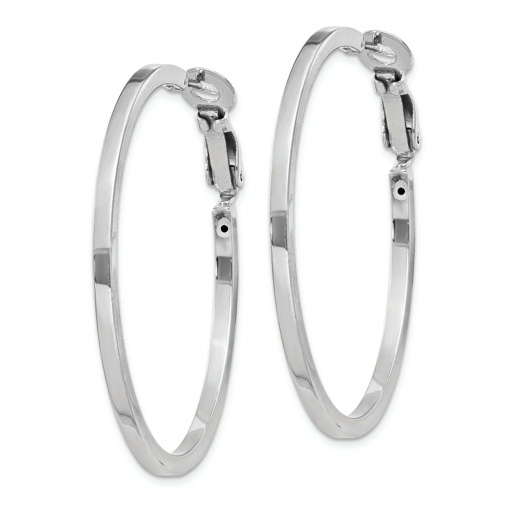 Lovely Rita's Earrings Silver Hollow Omega Clip Back Hoop Earrings