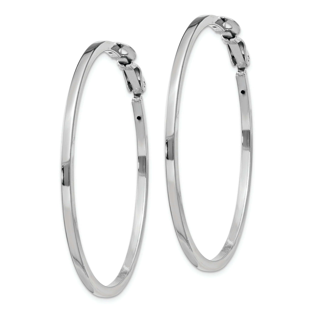 Lovely Rita's Earrings Silver Hollow Omega Clip Back Hoop Earrings