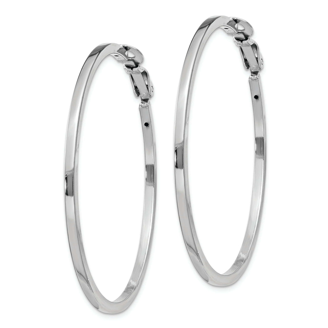 Lovely Rita's Earrings Silver Hollow Omega Clip Back Hoop Earrings
