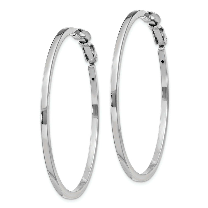 Lovely Rita's Earrings Silver Hollow Omega Clip Back Hoop Earrings