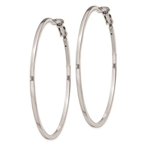 Lovely Rita's Earrings Silver Hollow Omega Clip Back Hoop Earrings