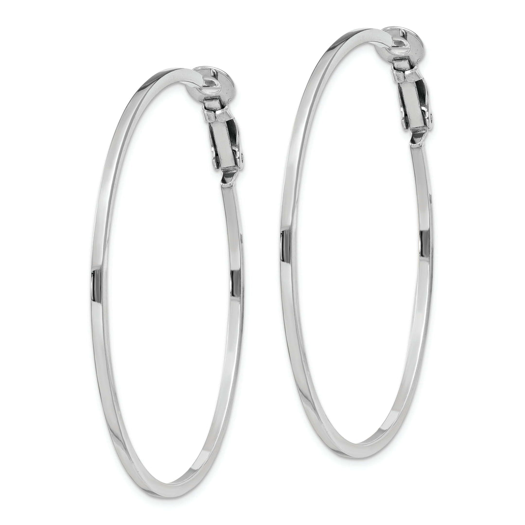 Lovely Rita's Earrings Silver Hollow Omega Clip Back Hoop Earrings