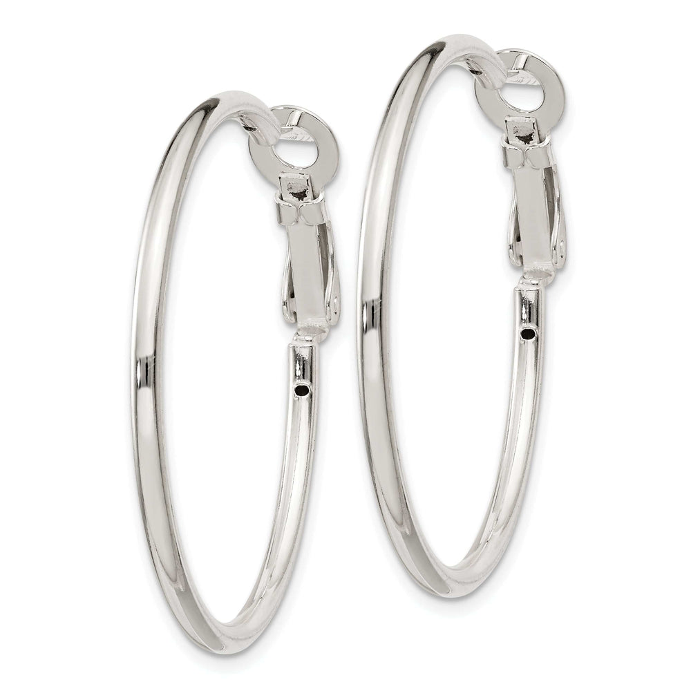 Lovely Rita's Earrings Silver Hollow Omega Clip Back Hoop Earrings