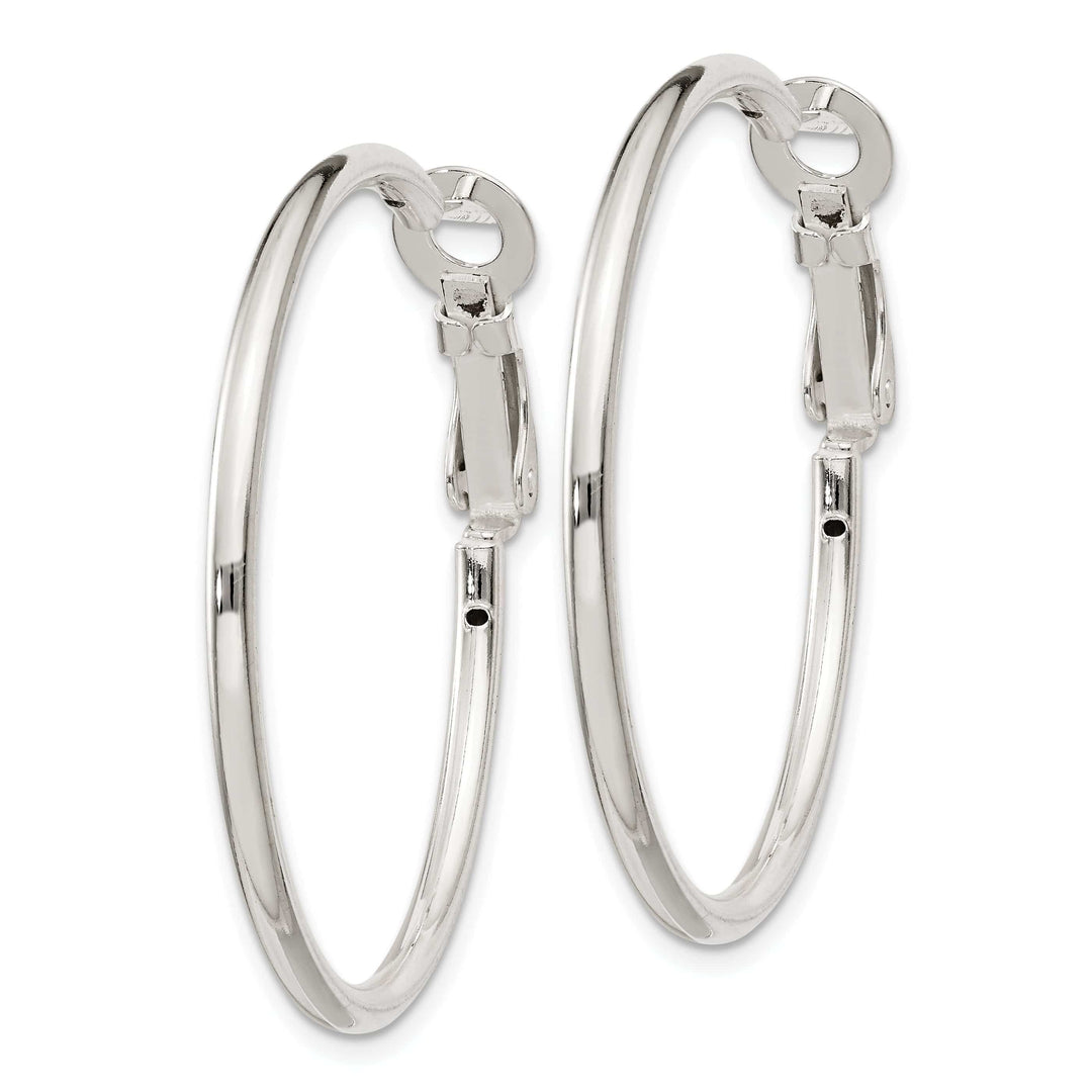 Lovely Rita's Earrings Silver Hollow Omega Clip Back Hoop Earrings