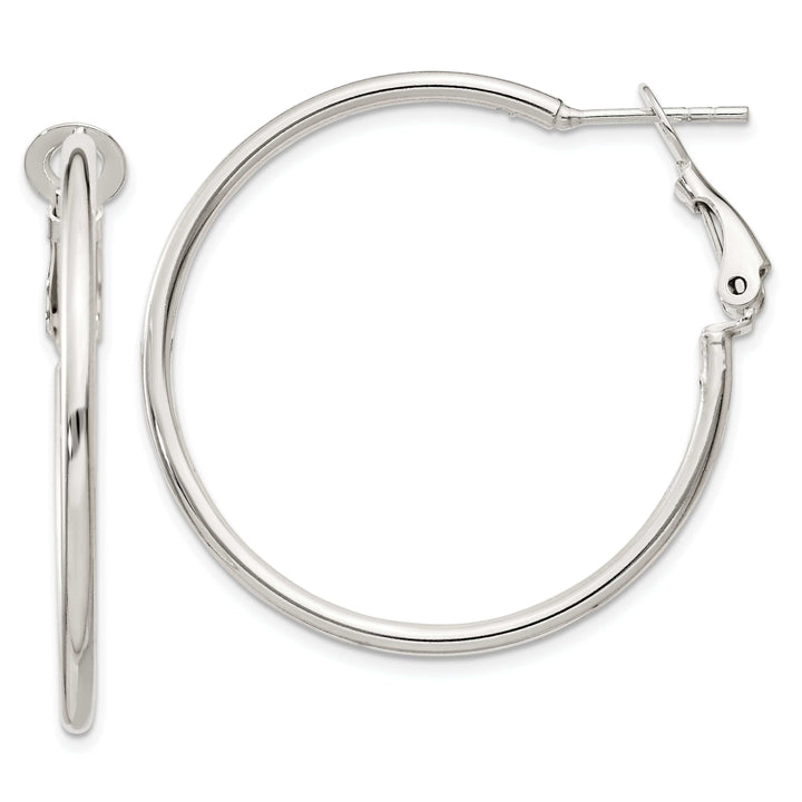 Lovely Rita's Earrings Silver Hollow Omega Clip Back Hoop Earrings