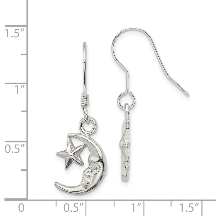 Lovely Rita's Earrings Silver Moon Star Dangle Hook Earrings